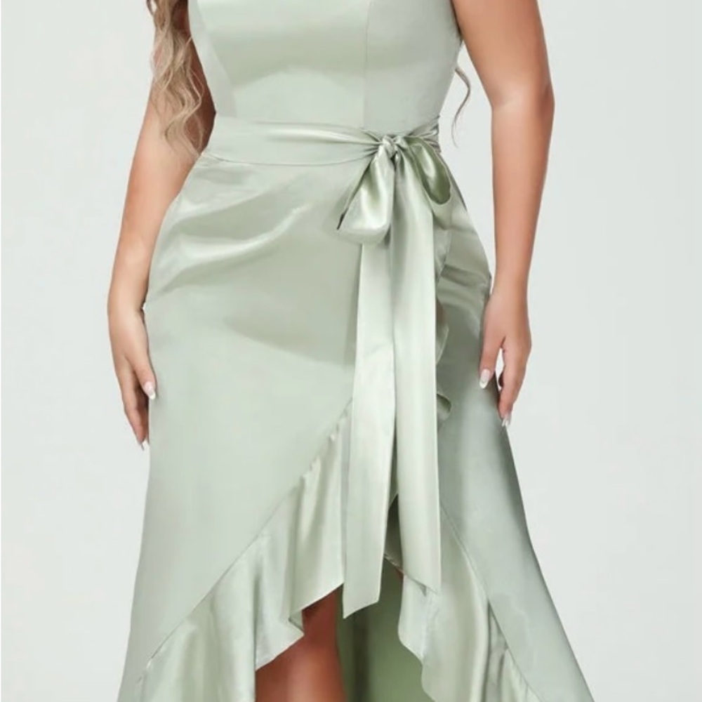 Satin Green Dress